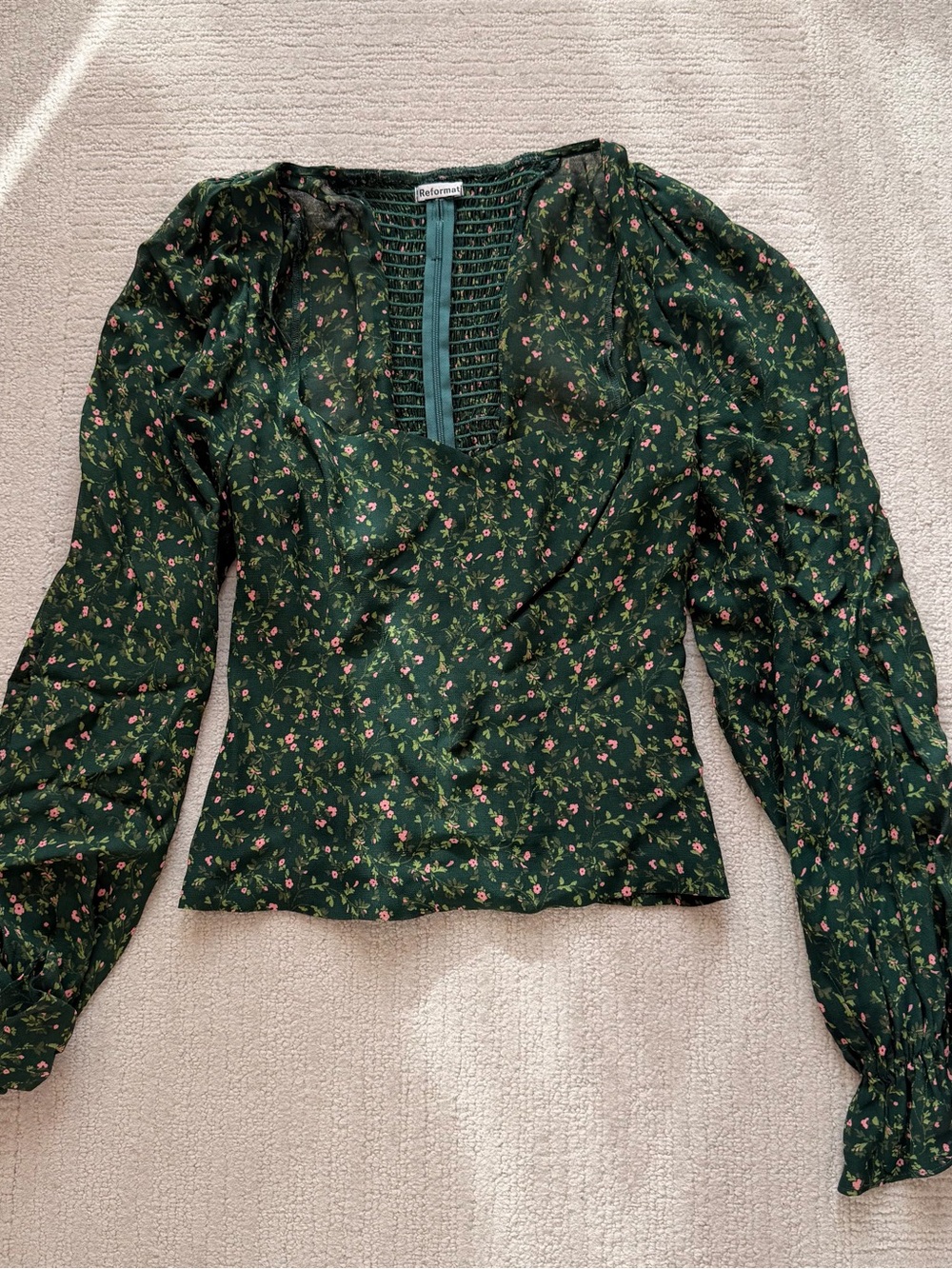 Reformation Floral Smocked Blouse